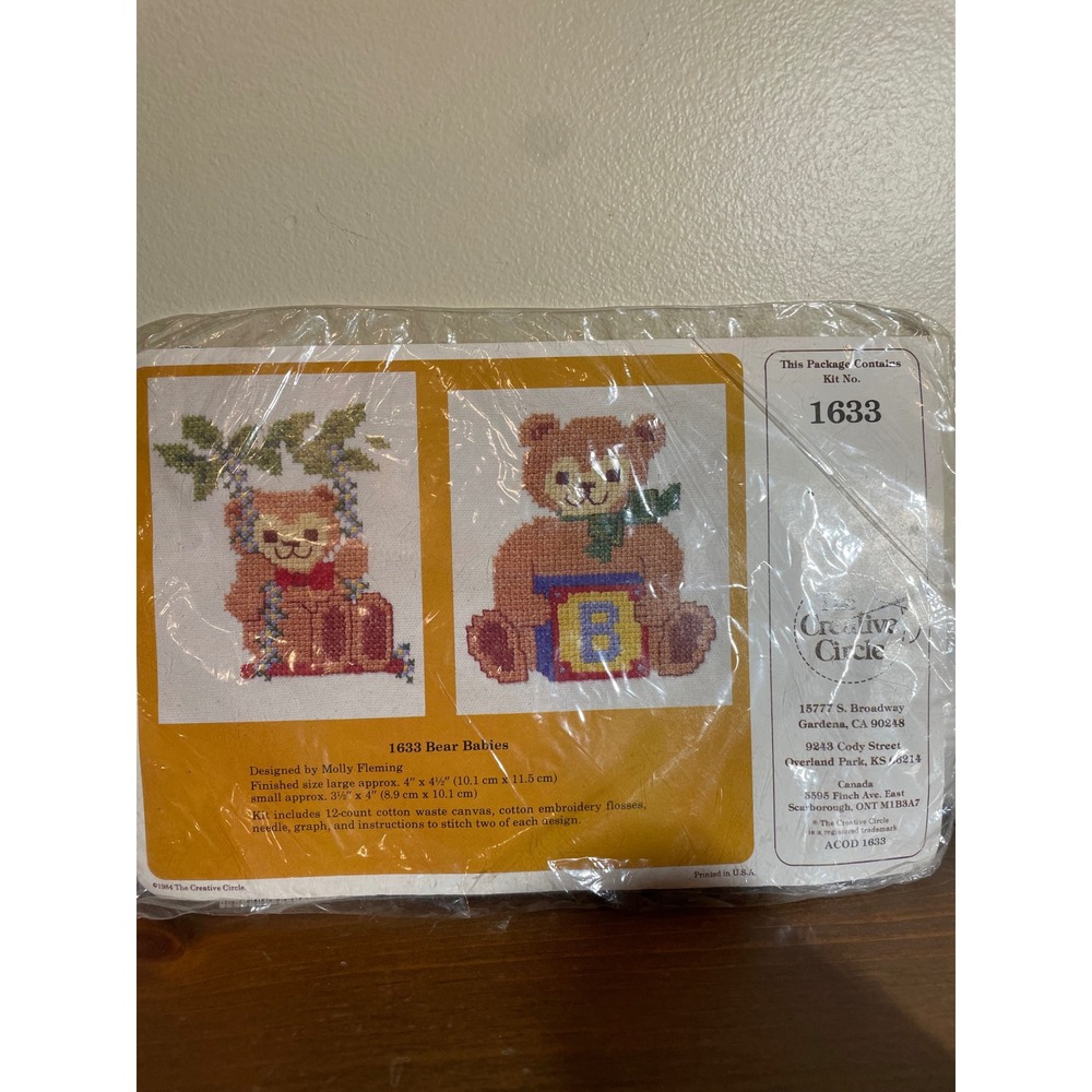 Creative Circle Bear Babies Needlepoint Kit 1633 Vintage 1984 Molly Fleming